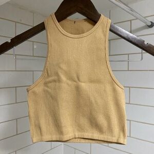 Women’s Zara Tan Ribbed Cropped Muscle Tank